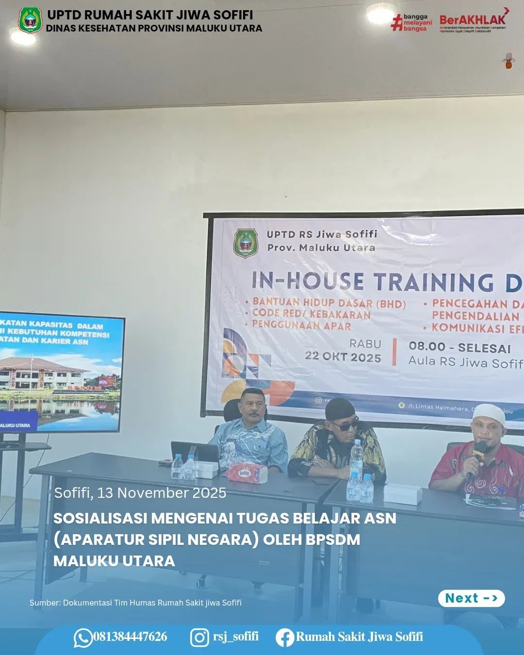 Kegiatan Sosialisasi mengenai Tugas Belajar yang diadakan oleh Badan Pengembangan Sumberdaya Manusia (BPSDM) Provinsi Maluku Utara