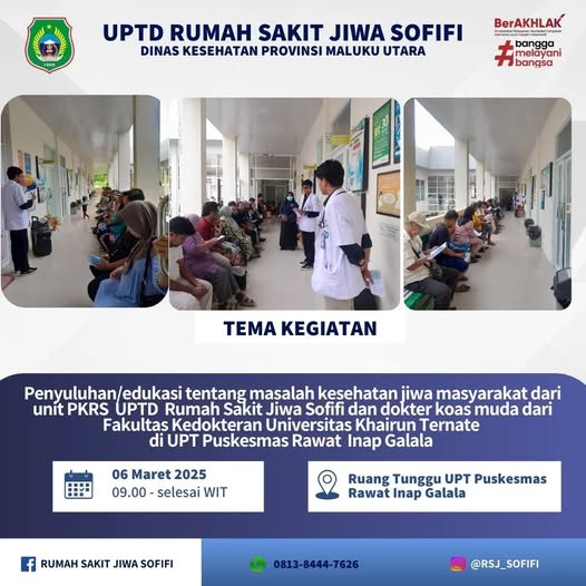 Penyuluhan tentang Masalah Kesehatan Jiwa bersama Unit PKRS RS Jiwa Sofifi dengan Dokter koas
