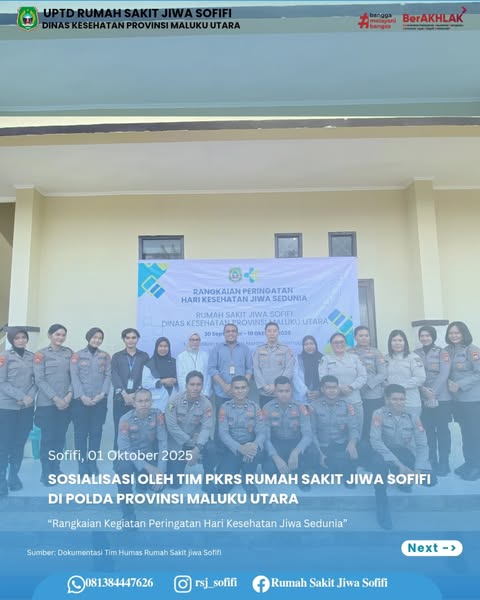 Kegiatan Sosialisasi tentang Kesehatan Mental dan Manajemen Stres di Lingkup wilayah POLDA Maluku Utara