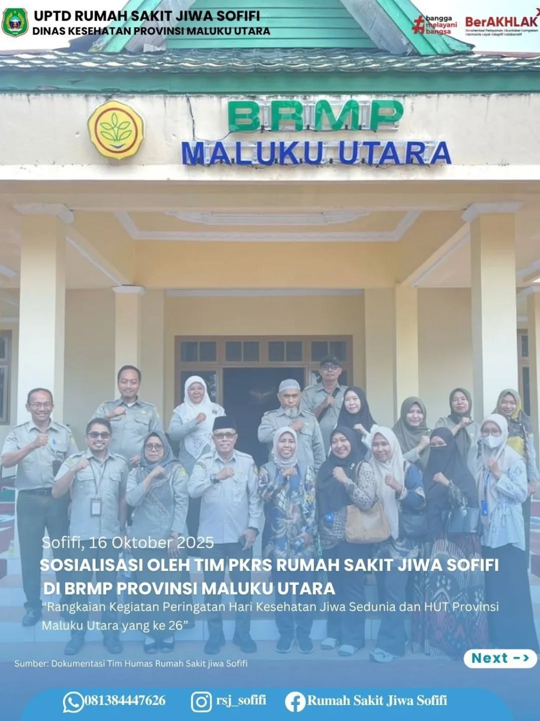 Kegiatan Sosialisasi tentang Kesehatan Jiwa dan Manajemen Stres di Kantor Balai Penerapan Modernisasi Pertanian (BRMP) Maluku Utara