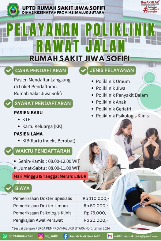 Yuk... simak Ketentuan dan Info Pelayanan Poliklinik Rawat Jalan Rumah Sakit Jiwa Sofifi